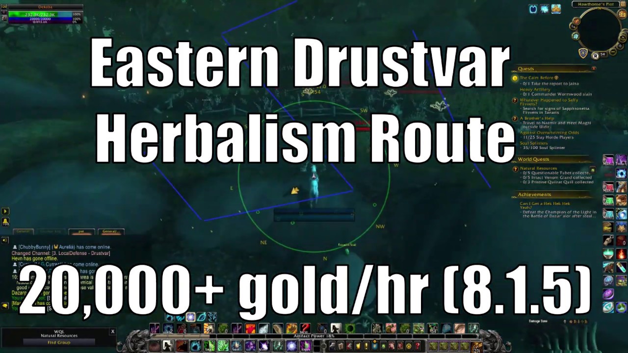 Eastern Drustvar Herbalism: 19k Gold/Hour Route (BfA 8.1.5)