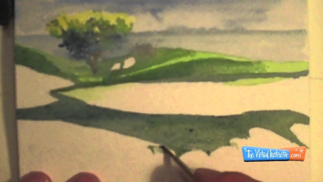 Watercolor Golf Scene Tutorial: Portable Kit Techniques