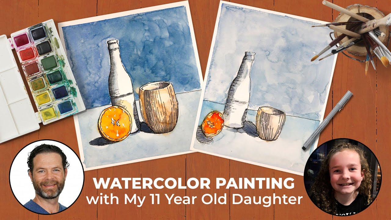 Family Line and Wash Art: Easy Parent-Child Drawing Tutorial