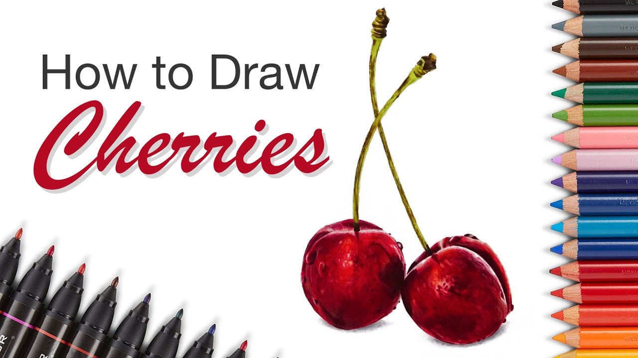 Master Realistic Cherry Drawing: Marker & Colored Pencil Layering