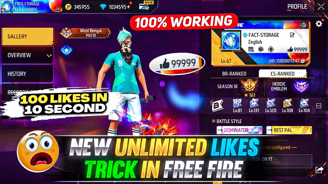 Free Fire Unlimited Likes Glitch: Fast Method Explained (2024)