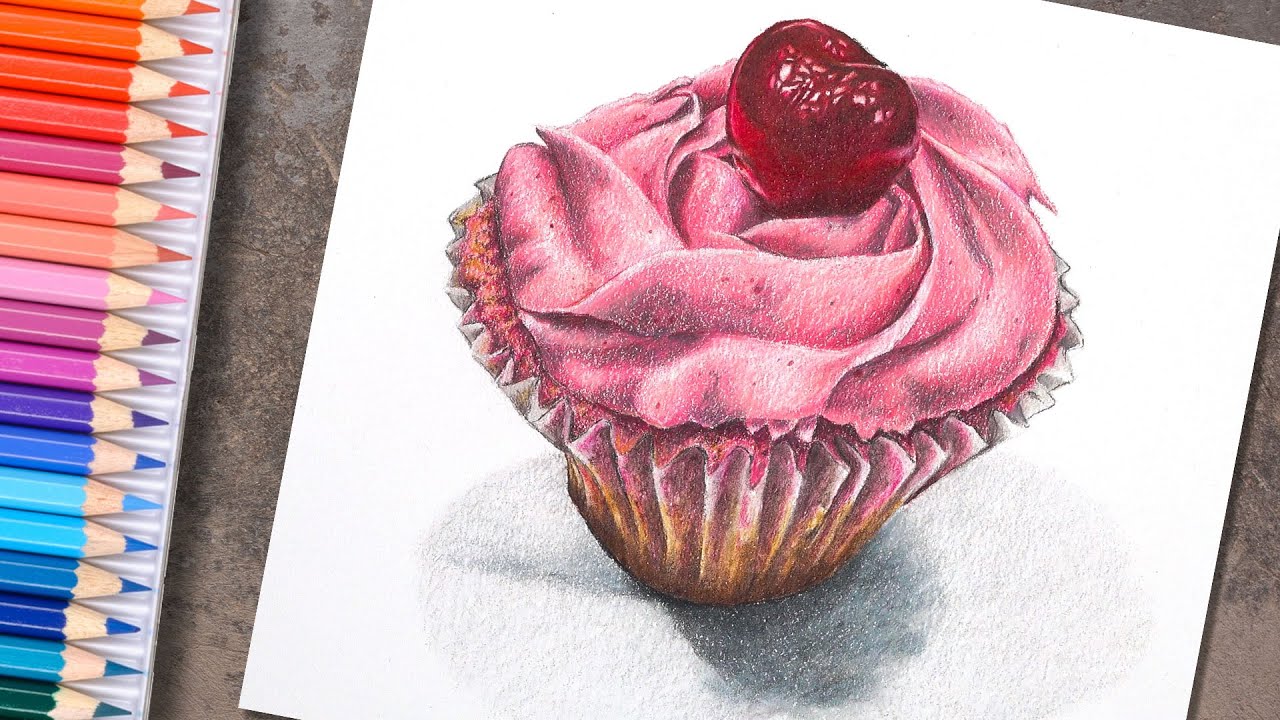 Master Realistic Cupcake Drawing with Prismacolor Pencils