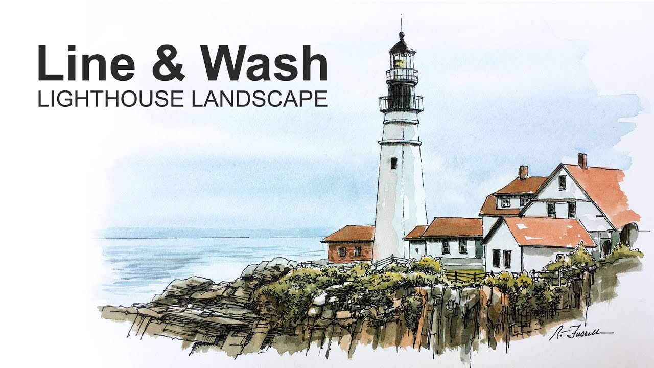 Master Line and Wash: Pen, Ink & Watercolor Lighthouse Tutorial