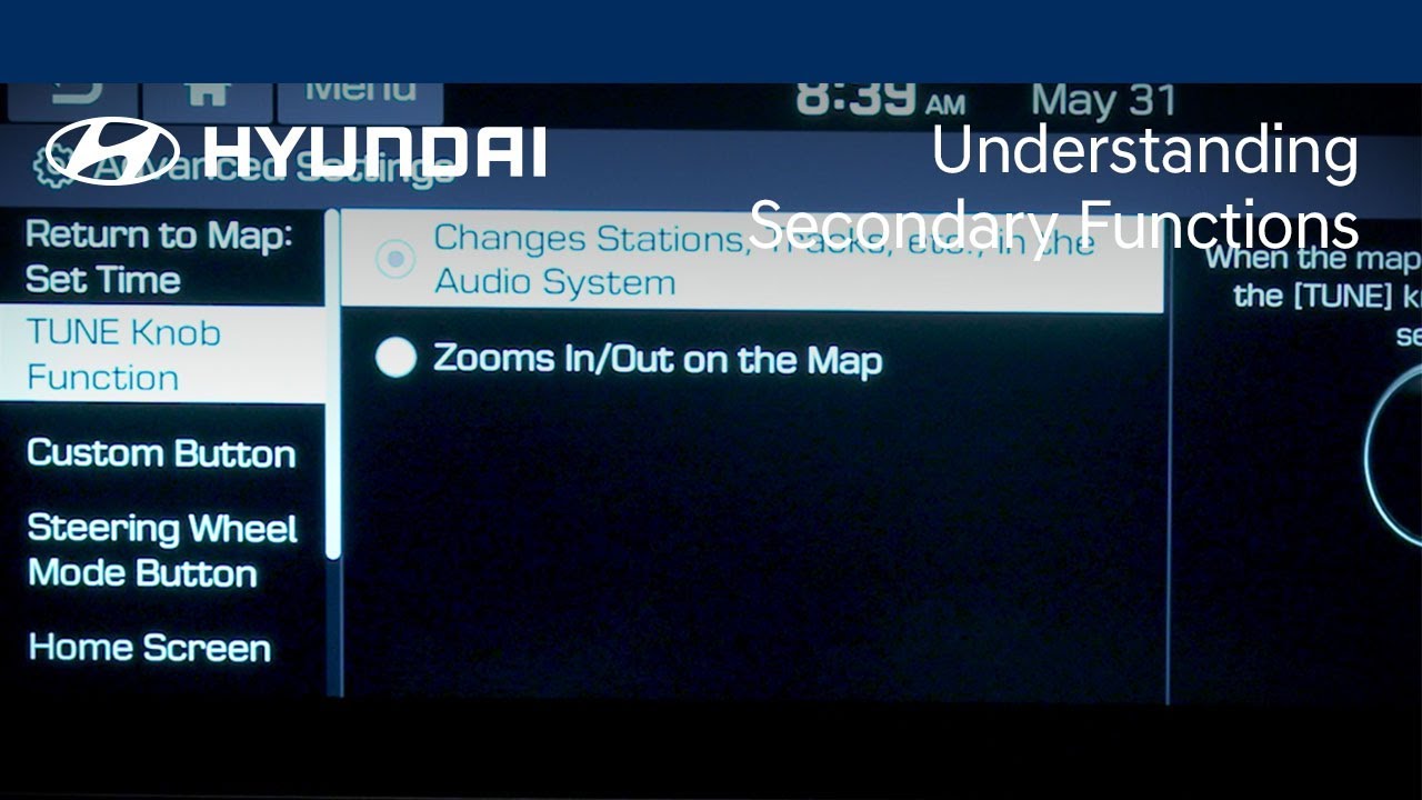 title：Hyundai Nexo Dashboard Secondary Functions: Long Press Guide