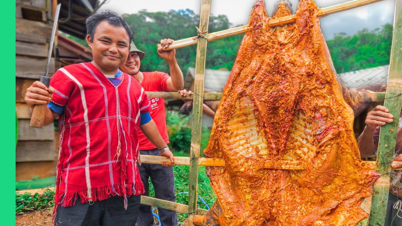 Traditional Karen Pig Roast & Insect Cuisine in Thailand