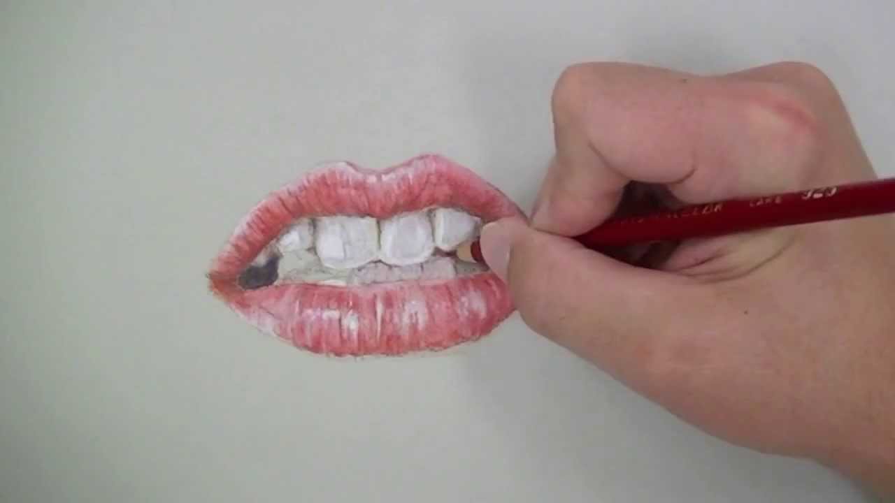 Realistic Mouth Drawing with Colored Pencils: Lips & Teeth Tutorial