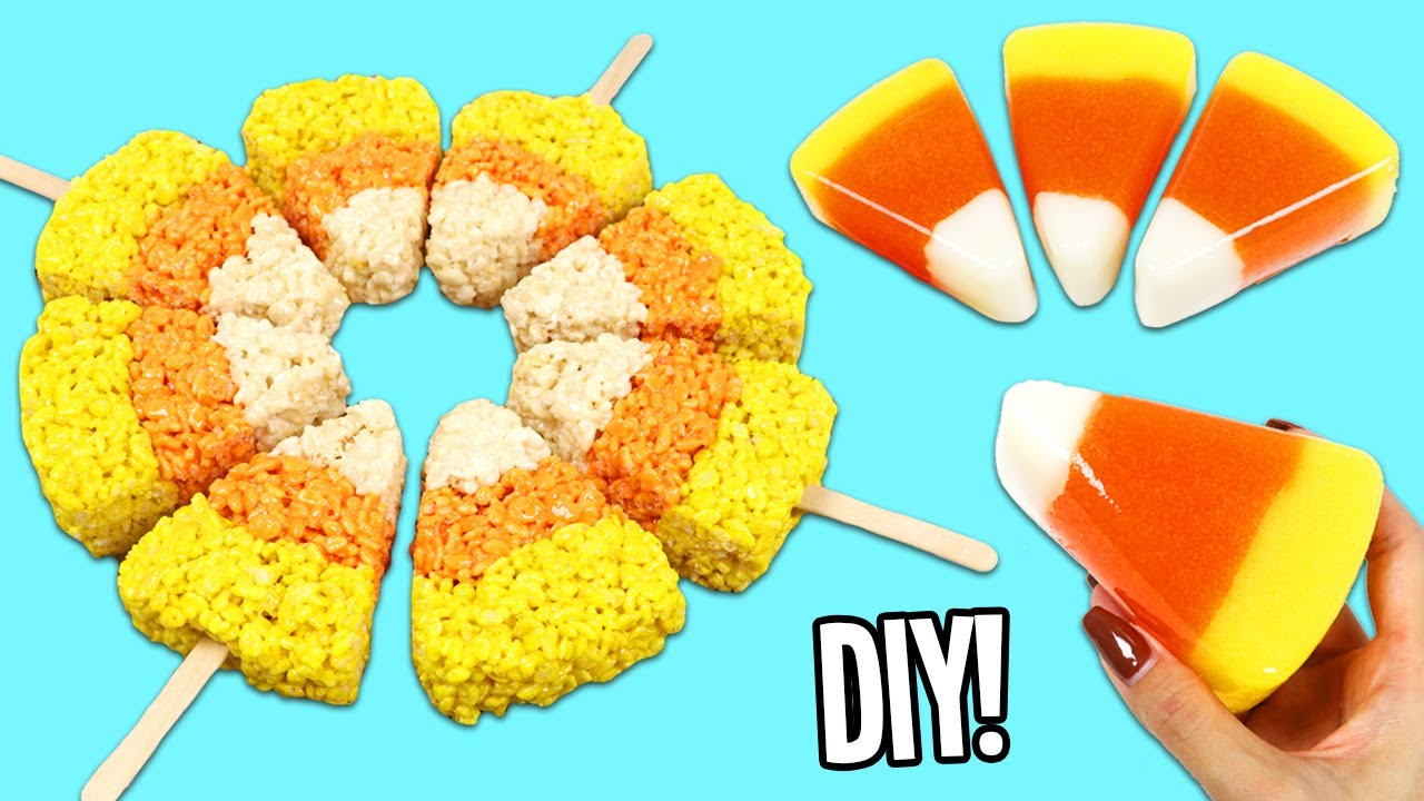 Easy Homemade Candy Corn Halloween Treats: Rice Krispies & Gummies