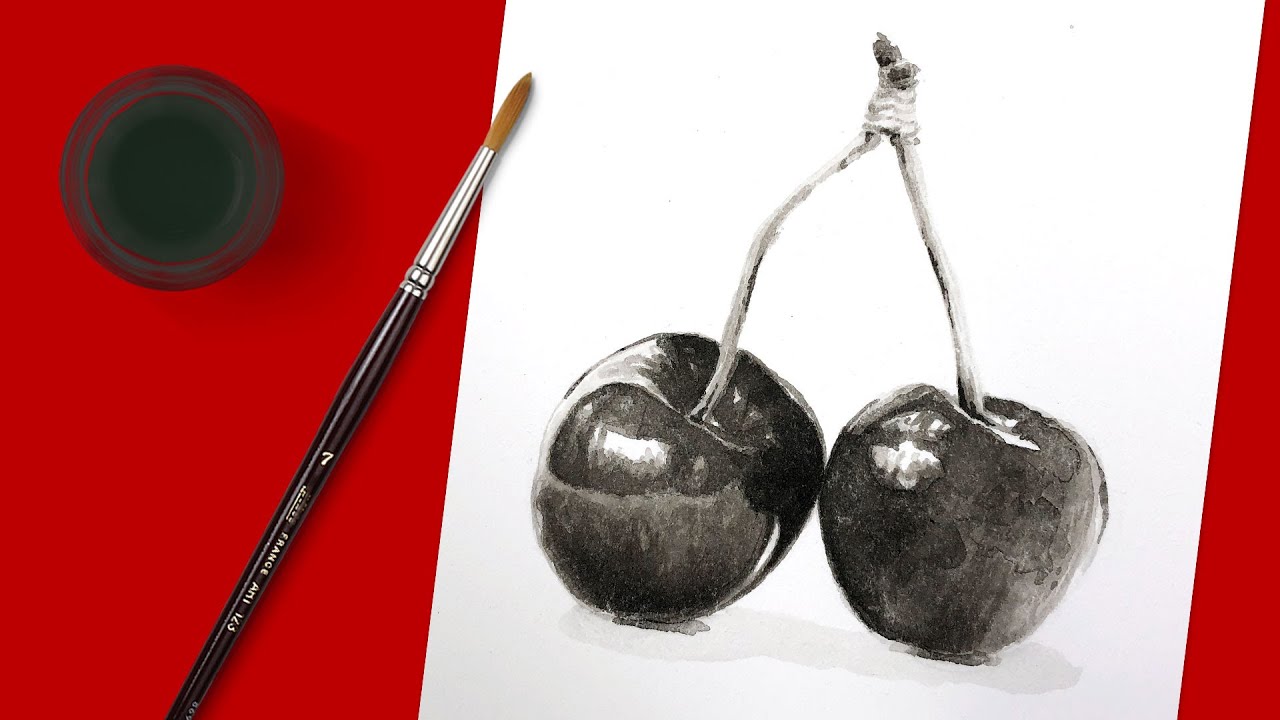 Ink Wash Cherry Drawing Tutorial: Step-by-Step Guide