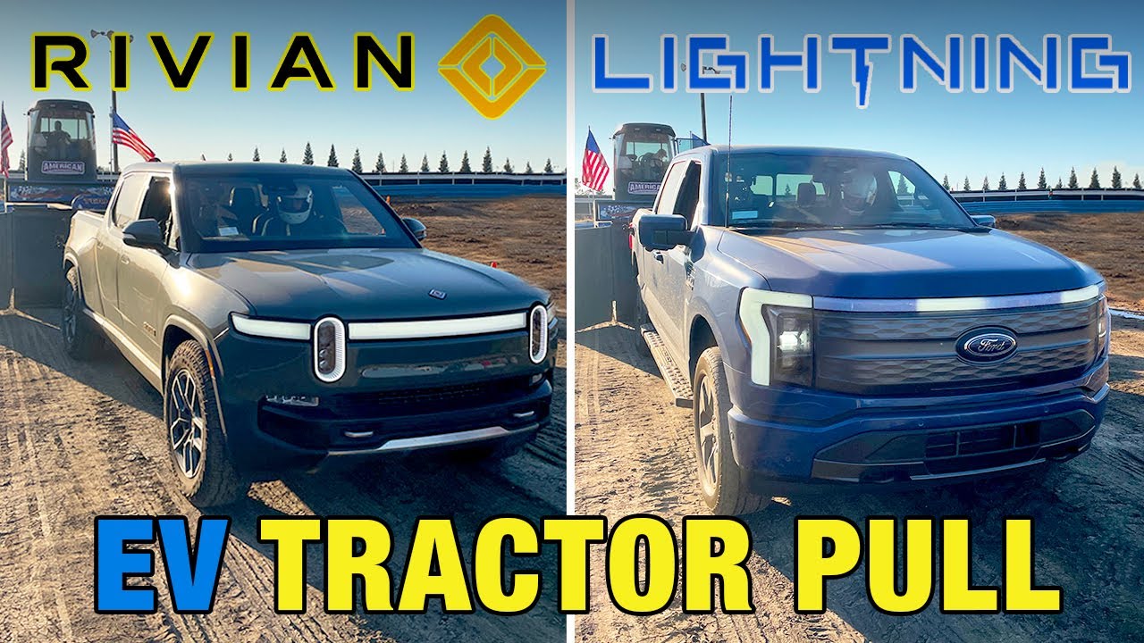 Rivian R1T vs Ford F-150 Lightning: Electric Truck Tractor Pull Test
