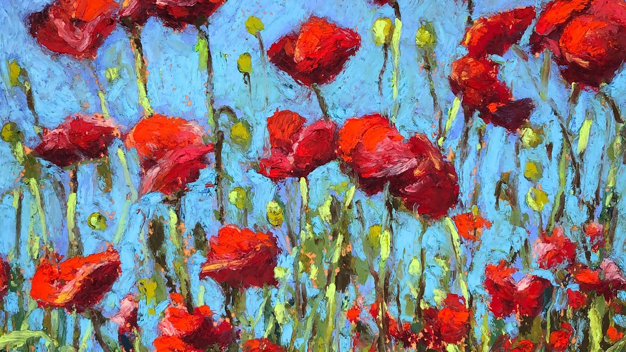Master Oil Pastel Poppies: Impressionist Flower Field Tutorial