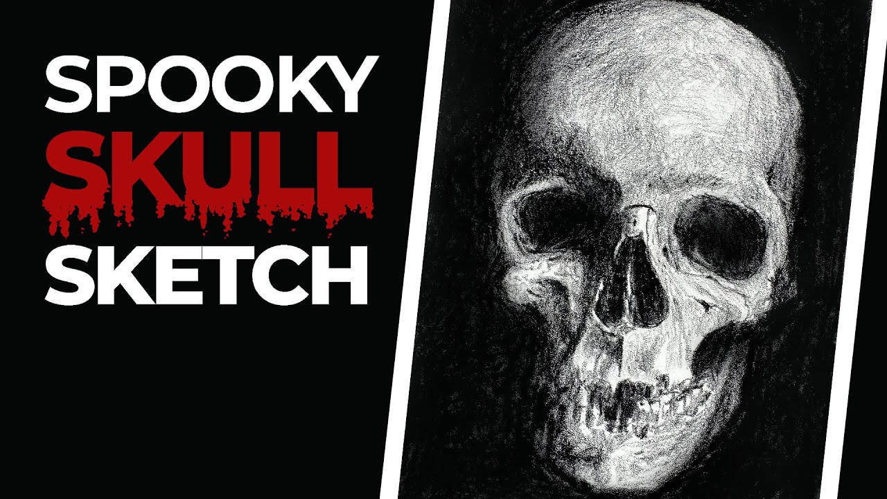 Quick Charcoal Skull Drawing on Bee Stipple Paper Guide