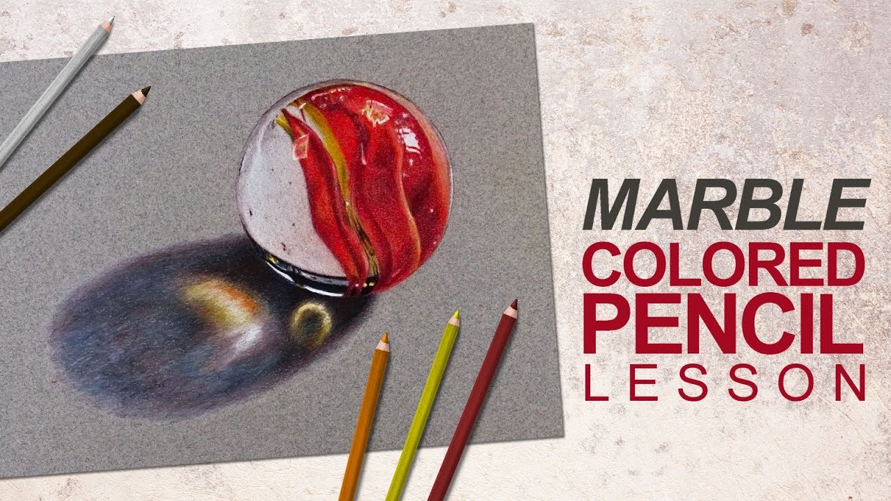 Realistic Glass Marble Drawing With Colored Pencils