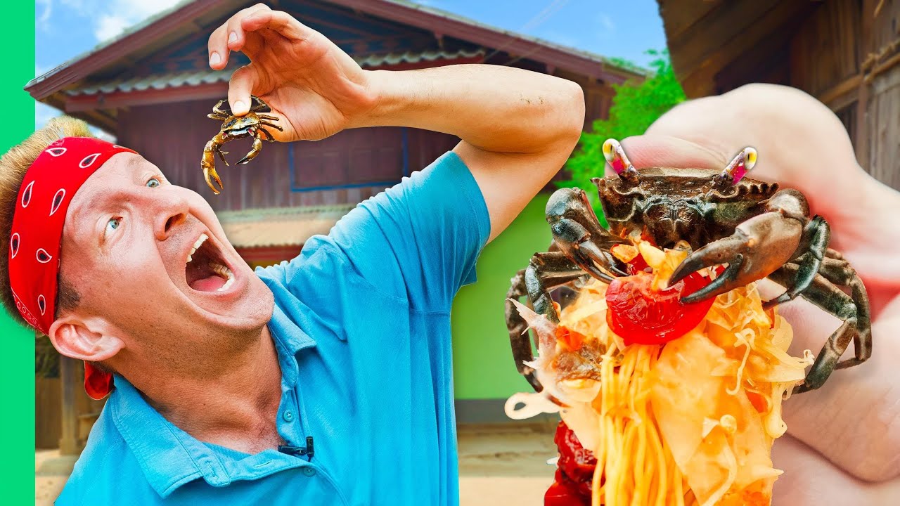 Eating Live Crabs in Laos: Village Food Adventure