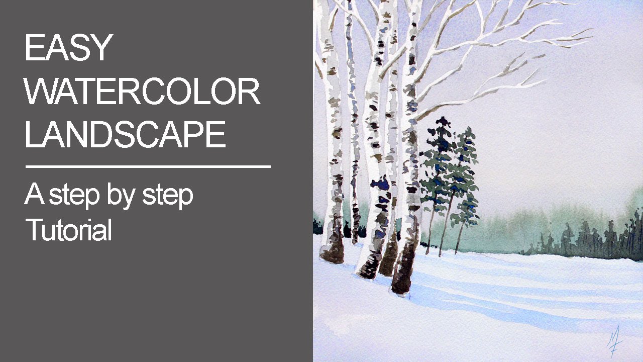 Easy Watercolor Winter Landscape: Birch Trees in 5 Steps
