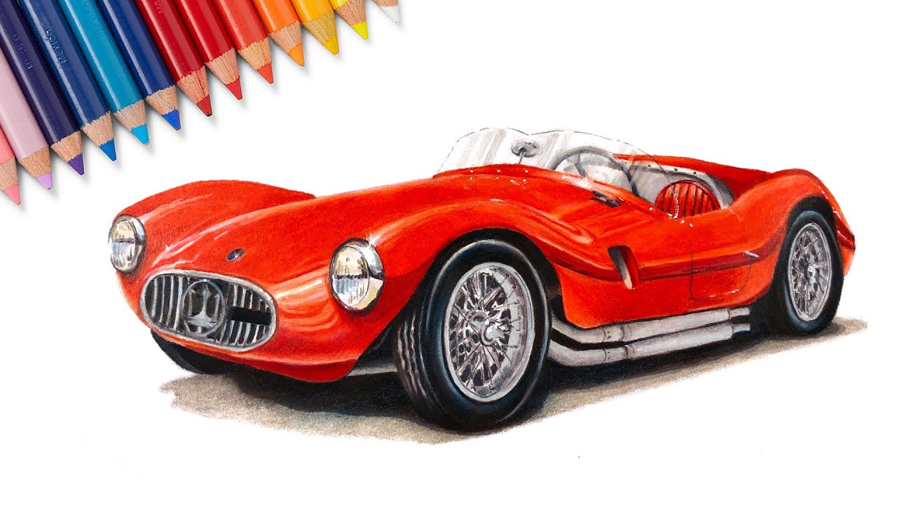 Drawing a Classic Car with Markers and Colored Pencils Guide