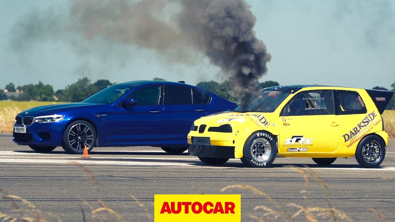 title：Diesel Seat Arosa Drag Car Beats 600hp BMW M5: How It Happens