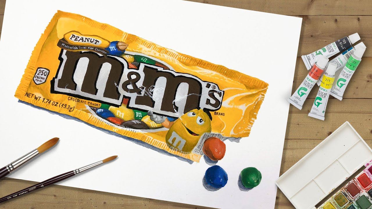 Master Gouache Painting: Step-by-Step M&Ms Bag Tutorial