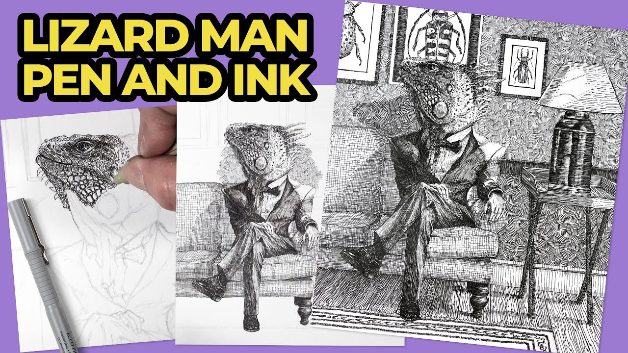 Master Pen & Ink: Lizard Man Drawing Techniques Explained