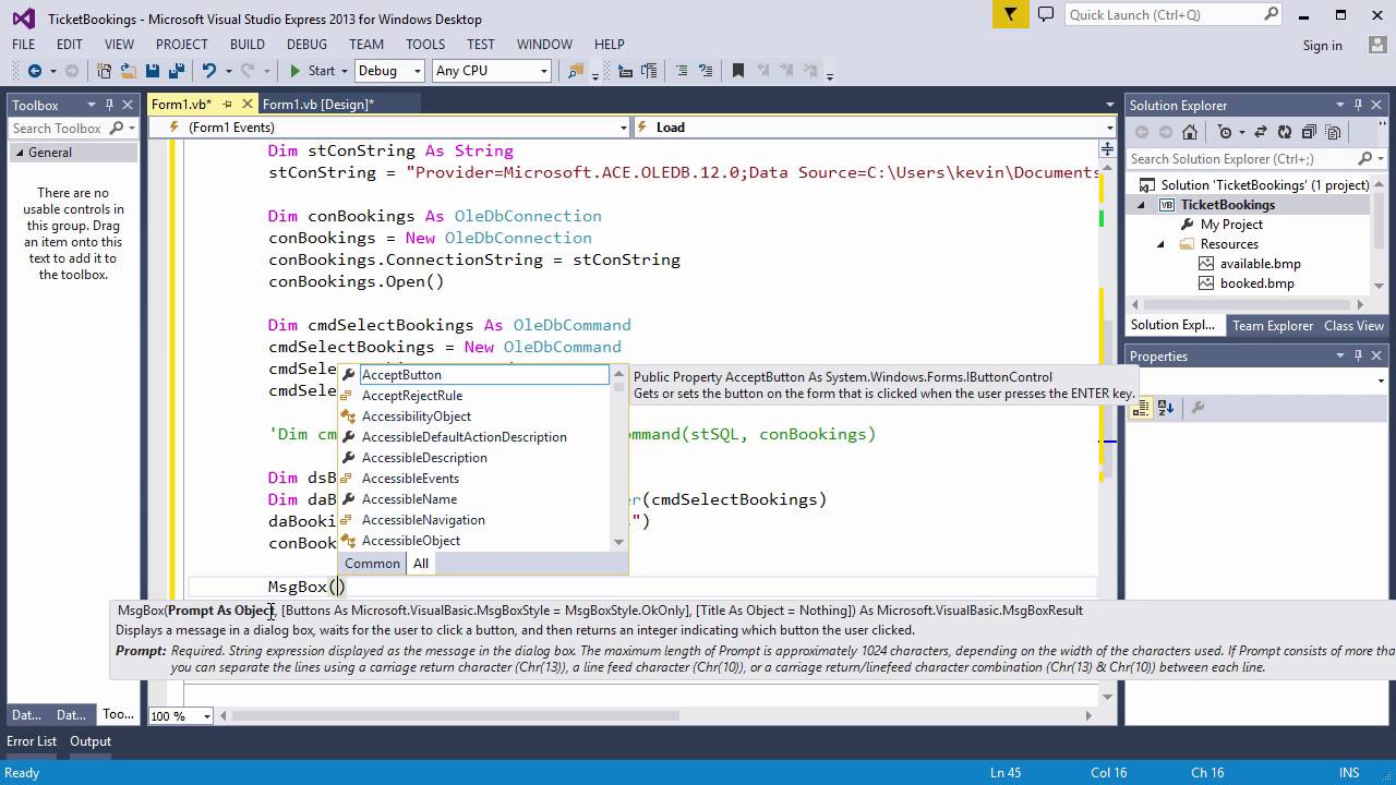 Display Existing Database Bookings in VB.NET Forms