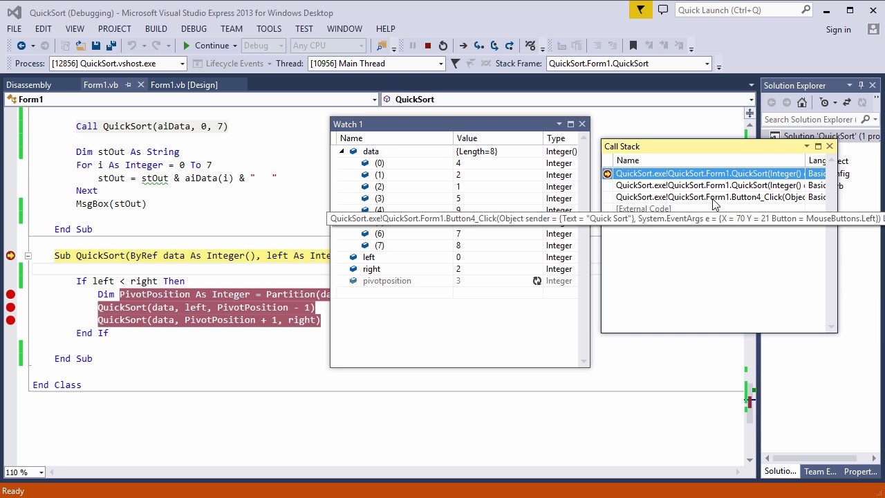 VB.NET Quicksort Implementation: 3 Partition Methods