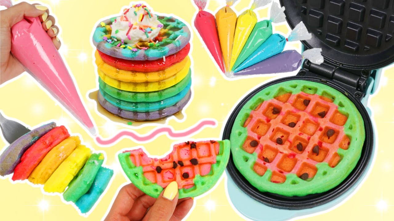 Colorful Mini Waffles: Rainbow & Watermelon Recipes