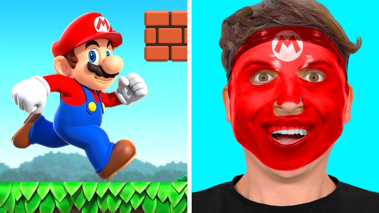 Mario-Themed DIY Face Mask Experiment: Creating Super Skin with Emoji Power