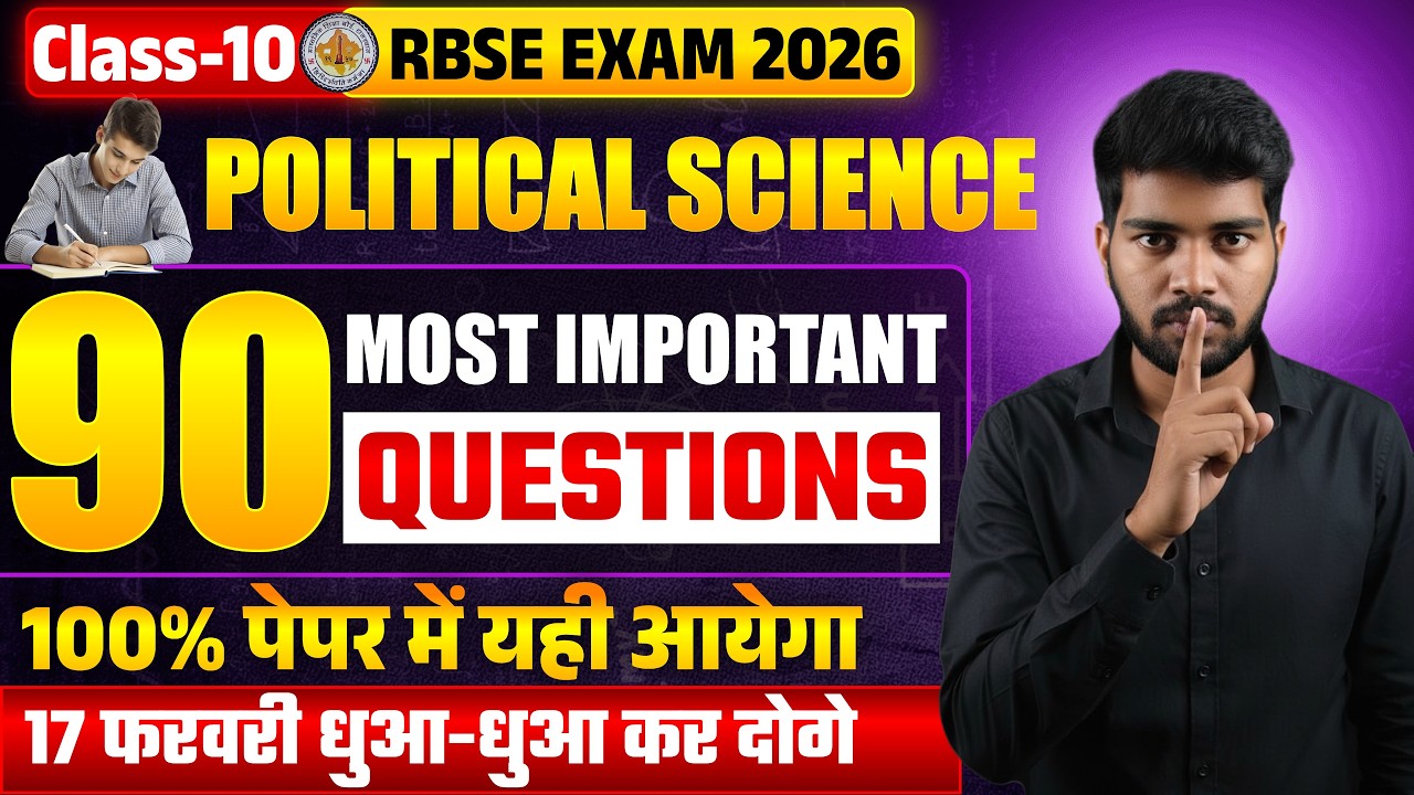 RBSE Class 10 Political Science 2026 Exam: Chapter-wise Important Questions