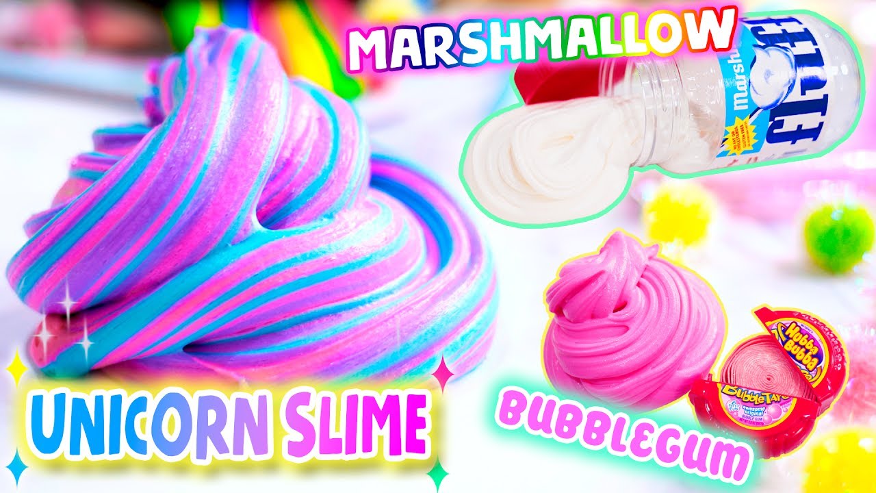 3 Fluffy Slime Recipes: Bubblegum, Marshmallow & Unicorn DIY