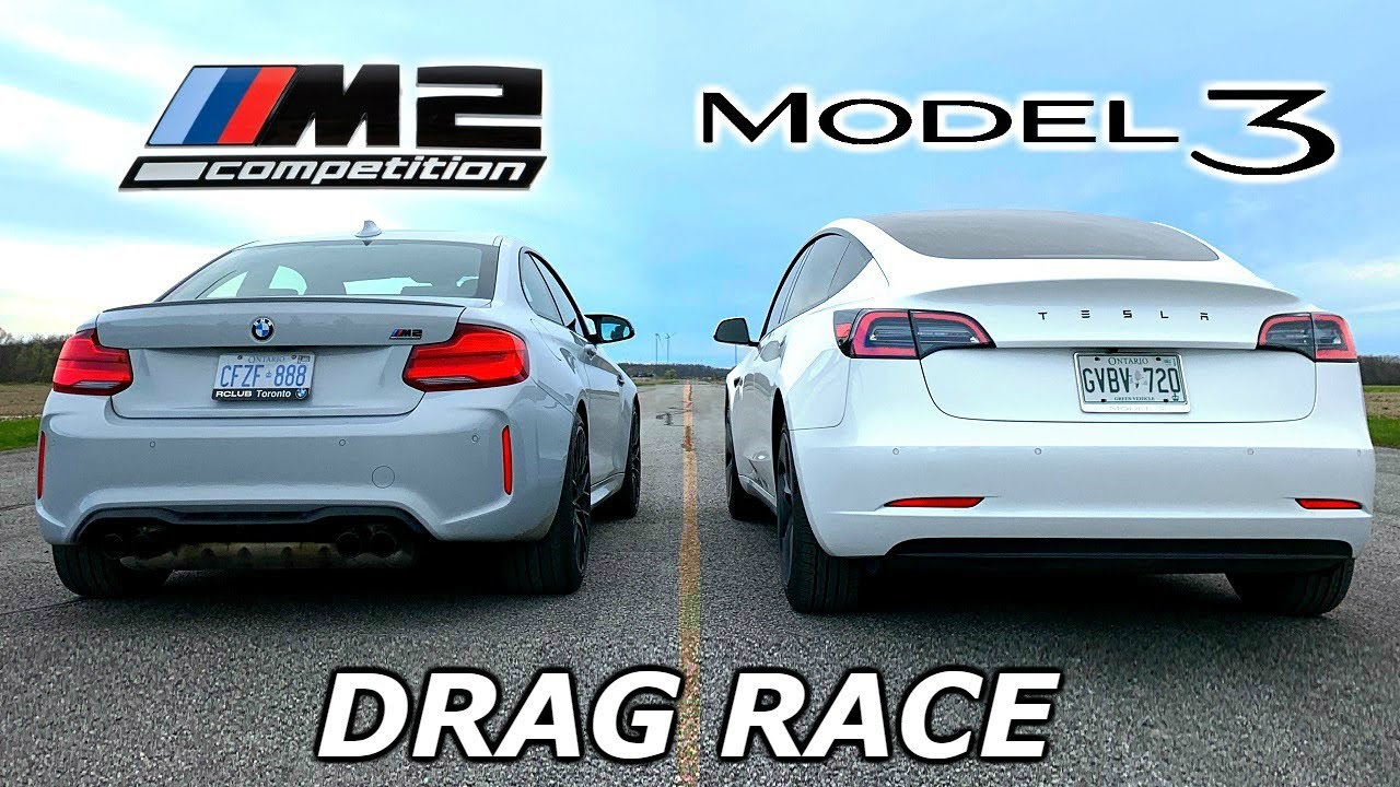 Tesla Model 3 vs BMW M2 Drag Race: Electric Dominance