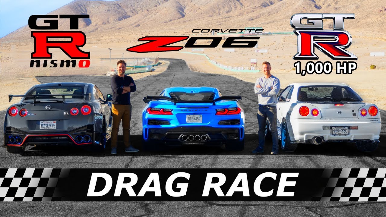 Corvette Z06 vs GT-R Nismo vs R34: Real Drag Race Results
