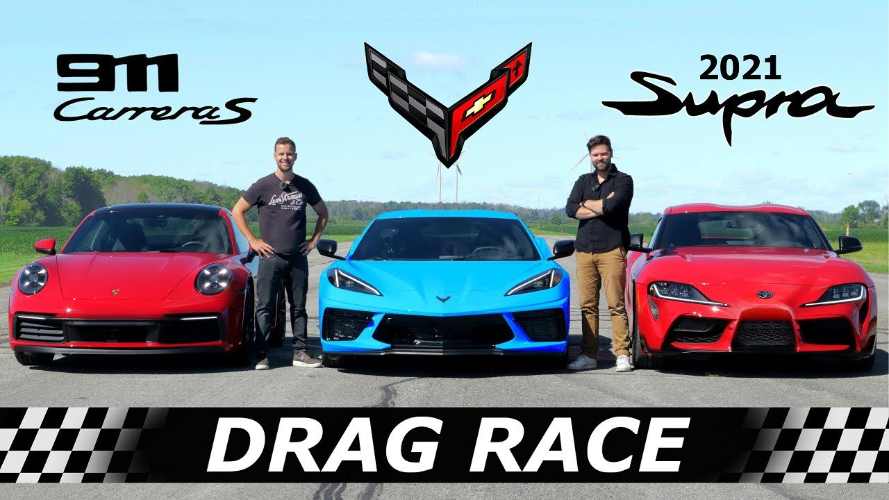 Porsche 911 Carrera S Dominates Supra and Corvette Drag Race