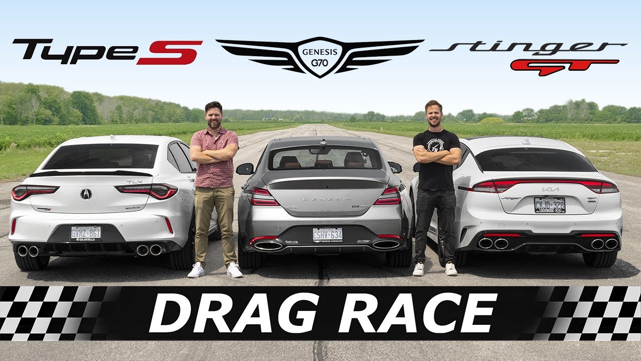 AWD Sedan Drag Race: Acura TLX Type S vs Genesis G70 vs Kia Stinger