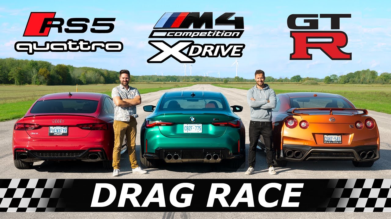BMW M4 xDrive vs Audi RS5 vs GT-R: Drag Race Results