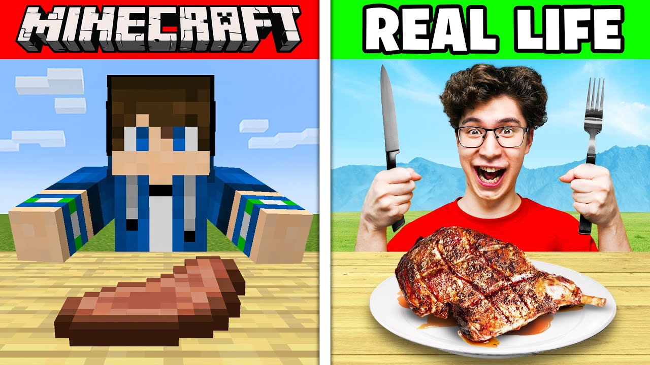 Minecraft Food Challenge: Eating Glowberries, Golden Apples & More IRL