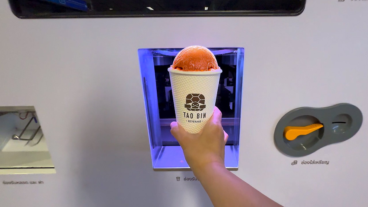 How to Order Thai Milk Tea from Tao Bin Vending Machines