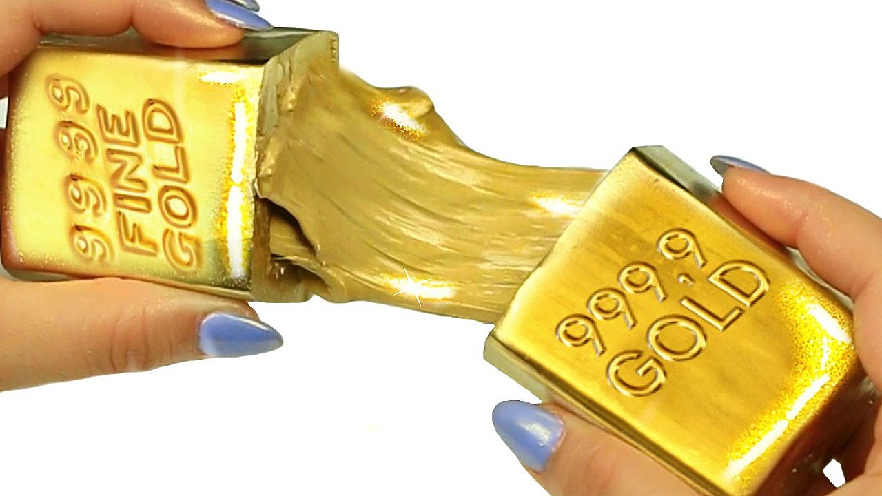 DIY Liquid Gold Slime in Handmade Gold Bar Mold