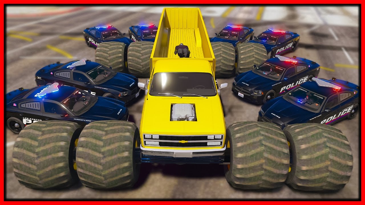 Massive 8-Wheeled Monster Truck Chaos in GTA Gameplay