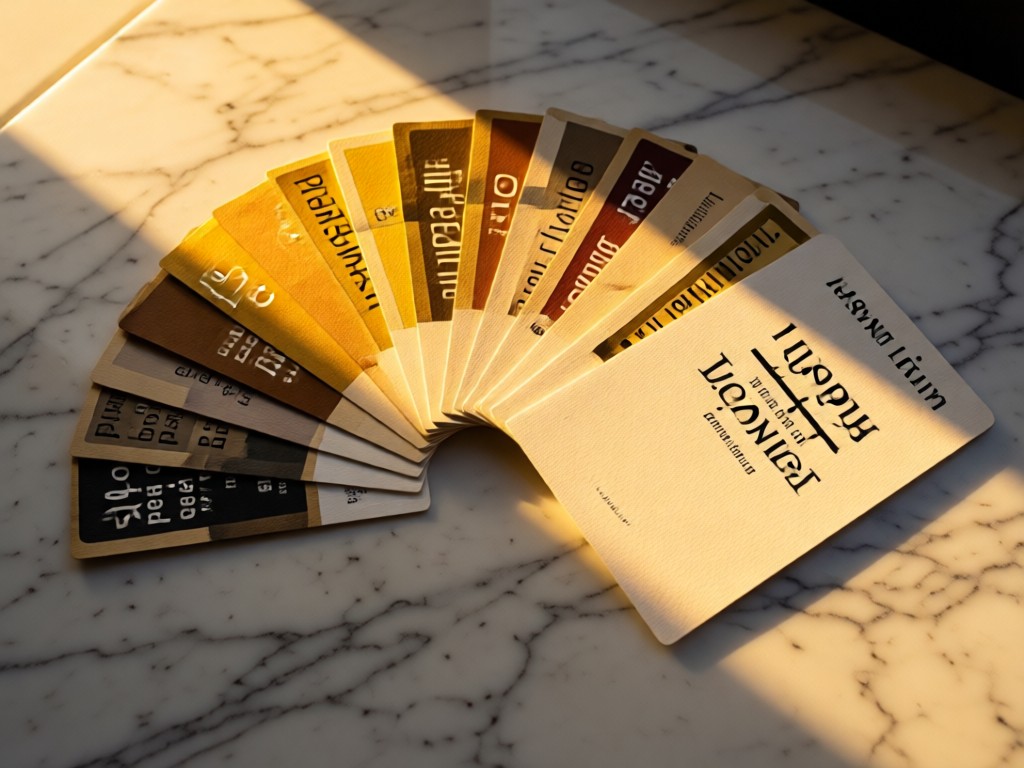 Paint swatches and typography samples fanned on marble surface. Golden hour highlights texture contrast. Minimalist arrangement. No people.