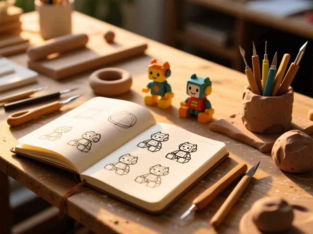 A search bar on a screen with glowing results, set on a desk with a laptop, soft blue and gold lighting, clean composition, no text.